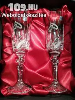 Esküvői kristály pezsgős poharak